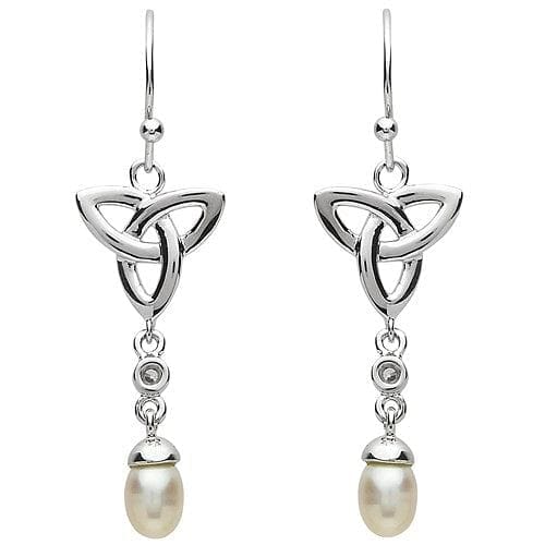 Platinum Plated Celtic Trinity Earrings - Shelburne Country Store