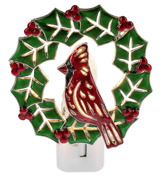 Holiday Wreath with Cardinal Night Light - Shelburne Country Store
