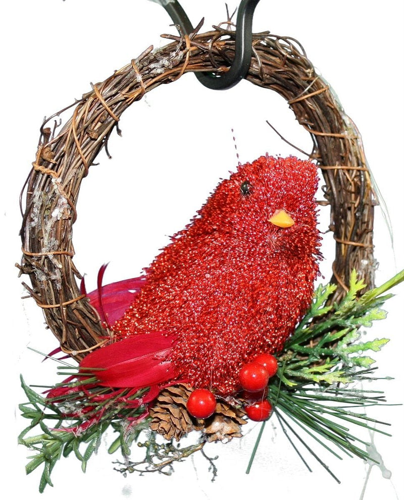 Bird on Wreath Ornament Red 5" - Shelburne Country Store