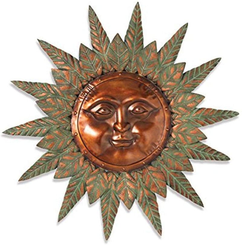 30'' Metal Sun Face Wall Hanging with Rustic Verdigris & Copper Finish - Shelburne Country Store