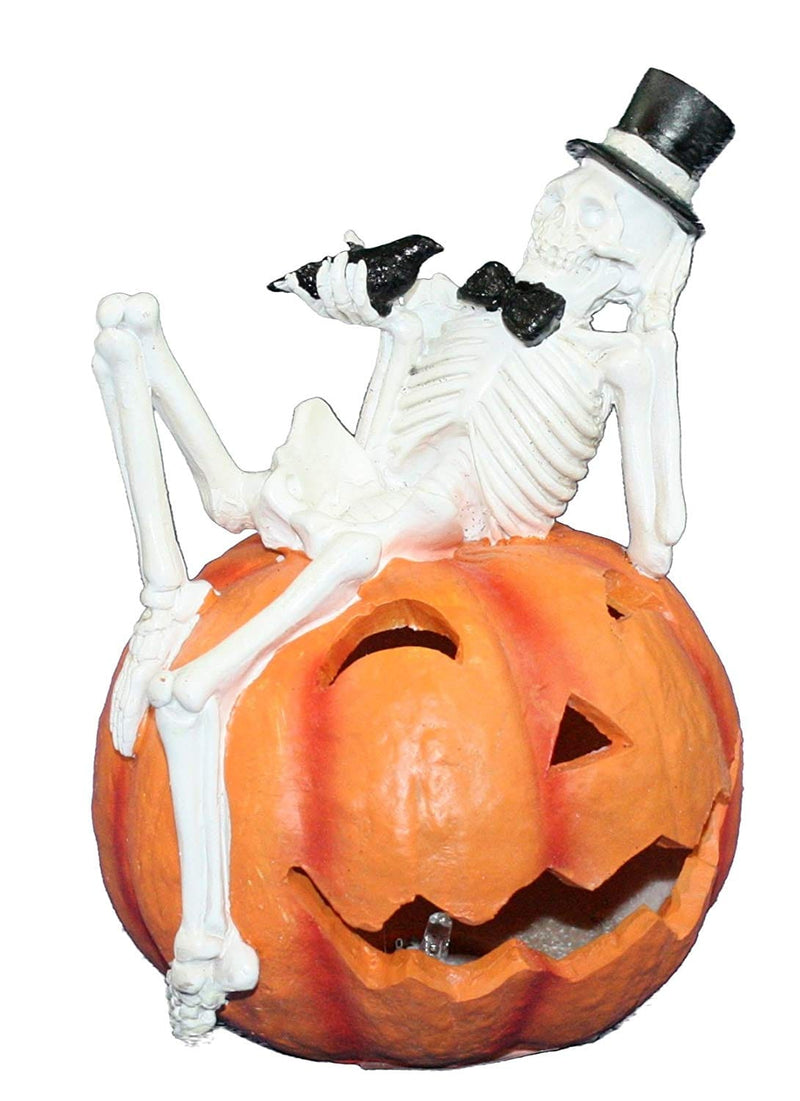 Polyresin Skeleton On Pumpkin - Shelburne Country Store