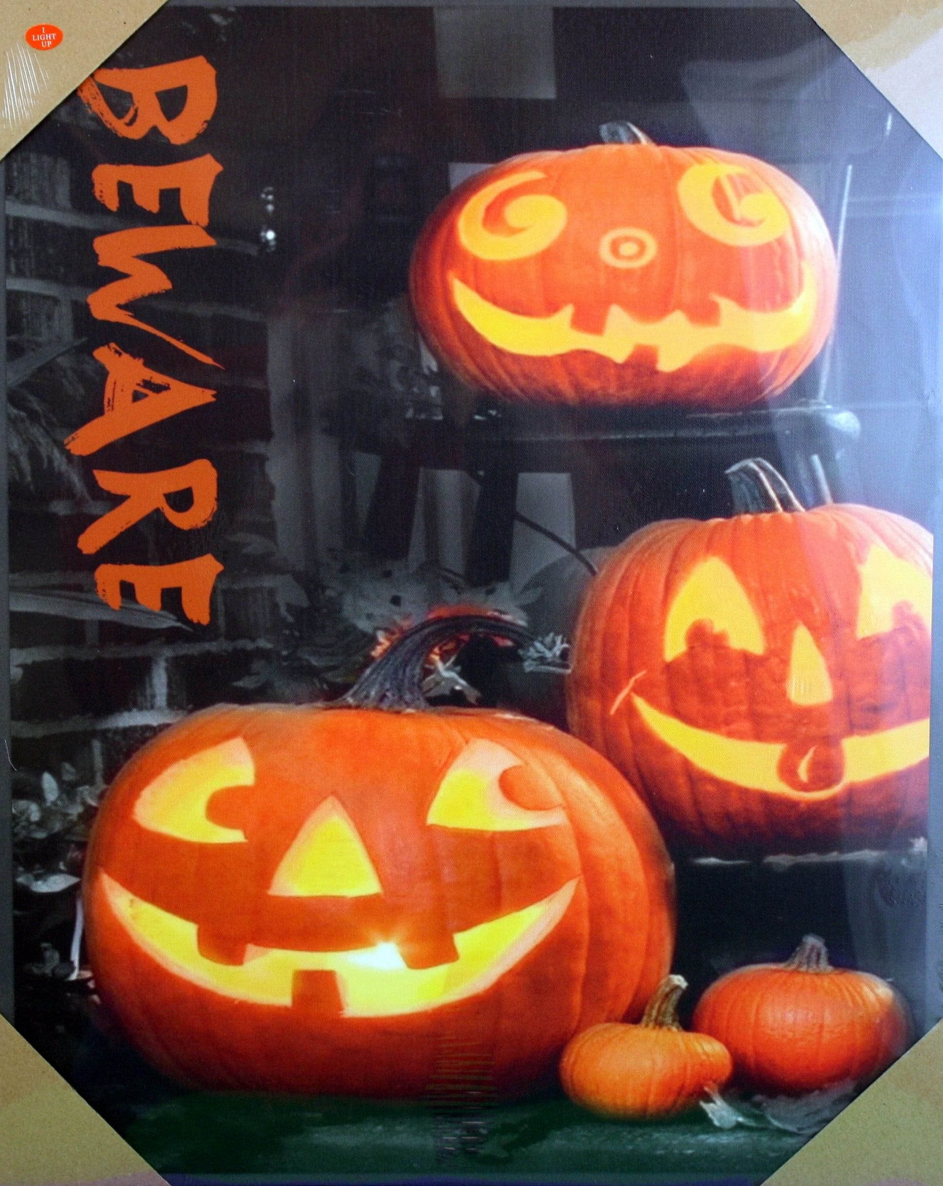 Canvas Led Halloween Pumpkin Wa - - Shelburne Country Store