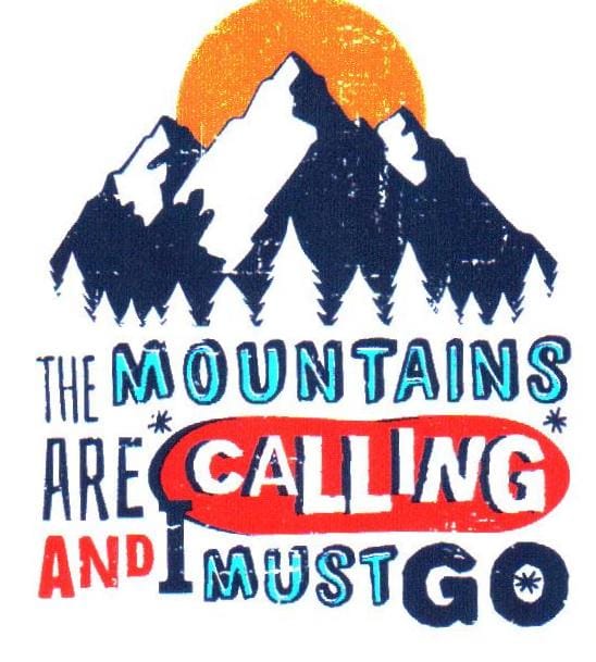The Mountains Are Calling And I Must Go W Yellow Sun Sticker - Shelburne Country Store