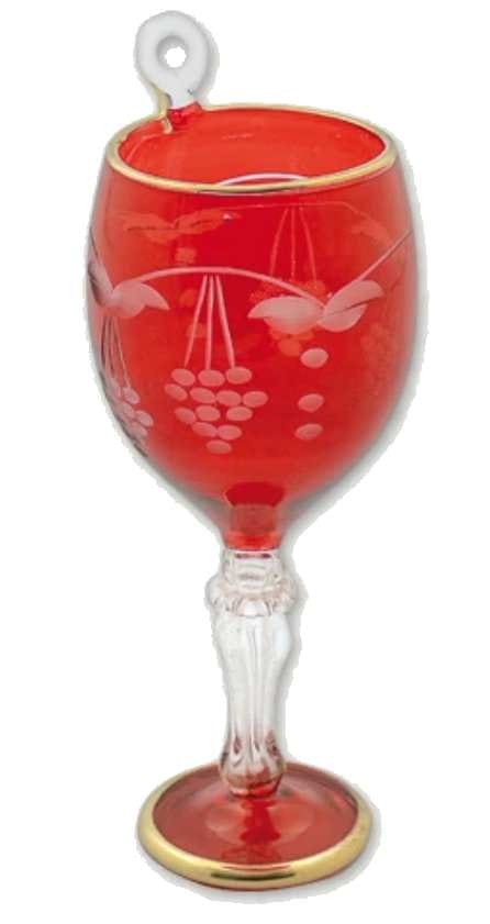 Crystal Wine Glass With Gold Etching Ornament -  Blue - Shelburne Country Store