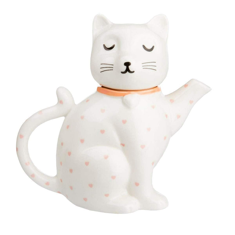 Cutie Cat Pink Polka Dot Heart Teapot - Shelburne Country Store