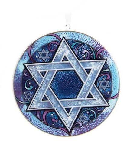 Porcelain Hanukkah Disc Ornament - Star of David - Shelburne Country Store
