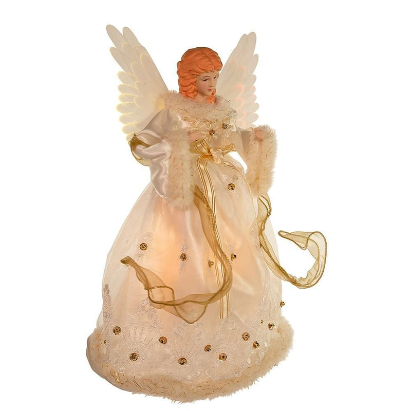 Fiber-Optic Ivory and Gold Animated Angel Lighted Treetop - Shelburne Country Store