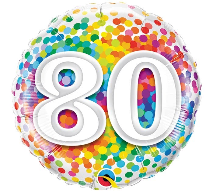 18" 80 Rainbow Confetti Birthday Balloon - Shelburne Country Store