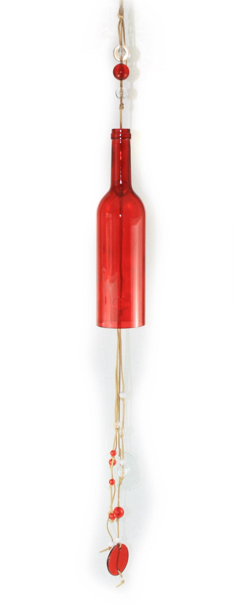 Glass Bottle Wind Chime -  Red - Shelburne Country Store