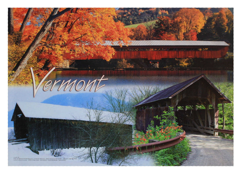 Reversible Vermont Placemat Peacham /Covered  Bridges - Shelburne Country Store