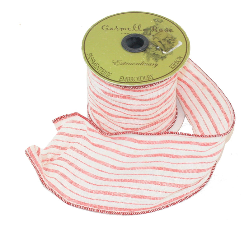 Red & White Wire Ribbon - per yard - Shelburne Country Store