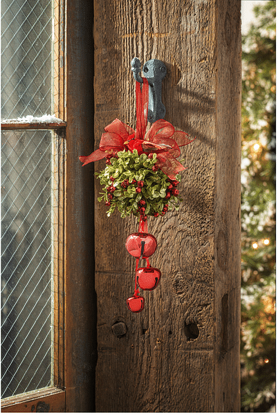 Cardinal Jingle Bell Door Hanger - Kissing Ball - Red - Shelburne Country Store
