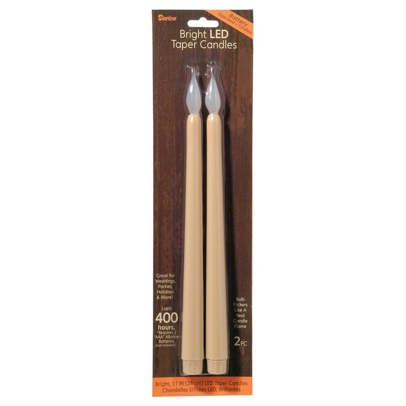 LED Taper Candle - Ivory - Silicone Tip - Battery - 11 in - 2 pack - Shelburne Country Store