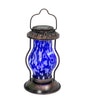 Solar Lighted Metal & Glass Lantern - Blue - Shelburne Country Store