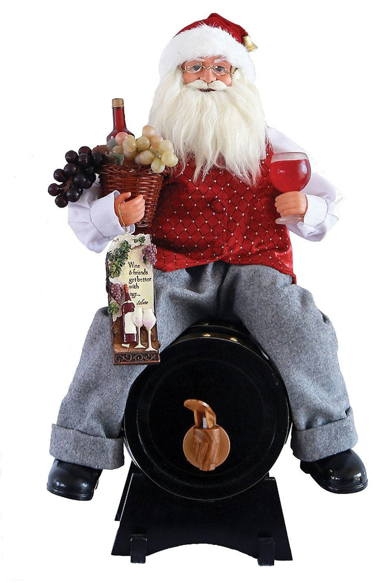 Santa On Wine Barrel - 14.5" - Shelburne Country Store