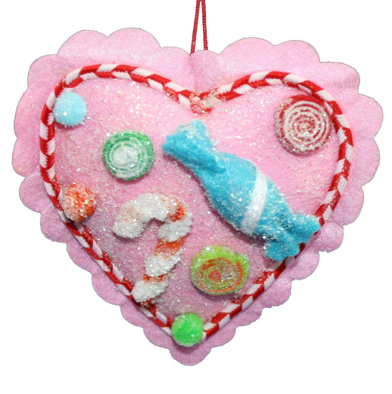 4 In. Fleece Candy Heart Ornament - Pink - Shelburne Country Store