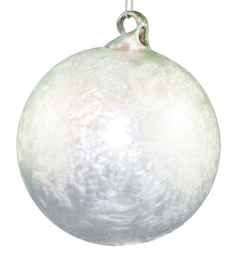 4 inch White Frosted Ball Ornament - Shelburne Country Store