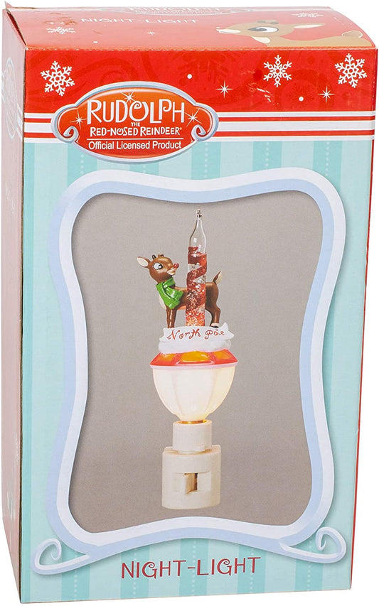 Rudolph with Sign Bubble North Pole Night Light - Shelburne Country Store
