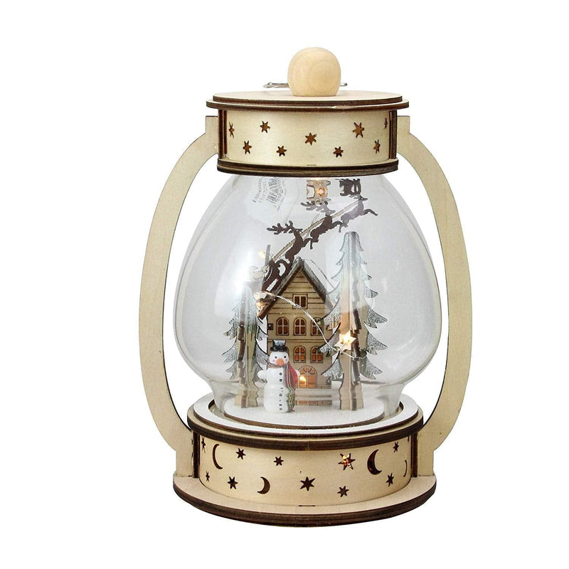 9.5" Led Lantern Dome with Santa Over House - Shelburne Country Store