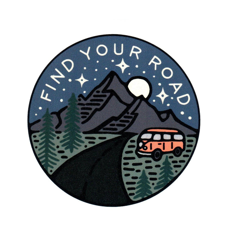 Find Your Road With Orange Van Gray Mountains Sticker - Shelburne Country Store