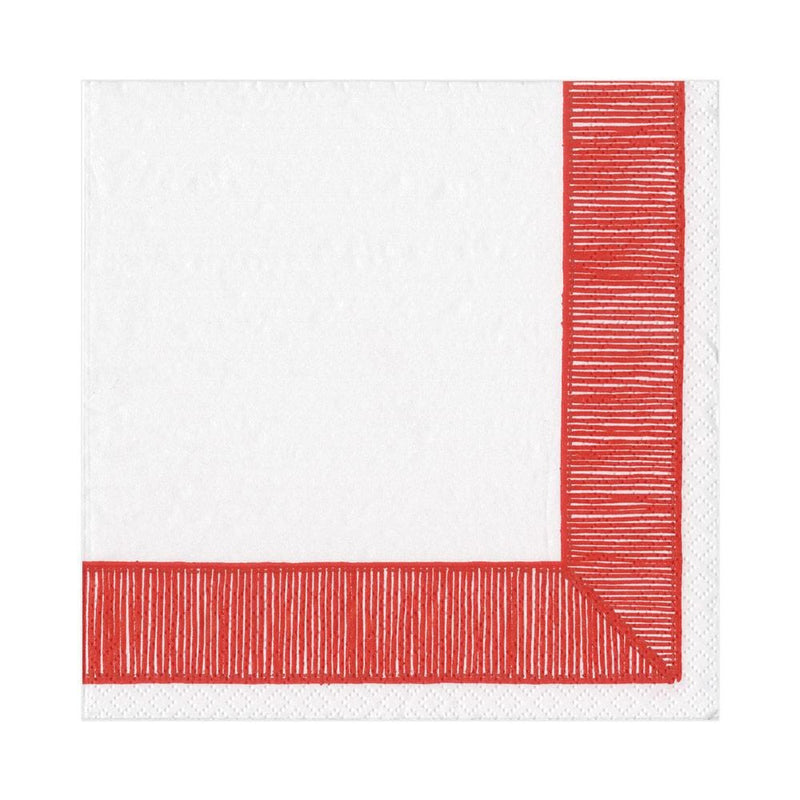 Ribbon Border Paper Luncheon Napkins in Red - 20 Per Package - Shelburne Country Store