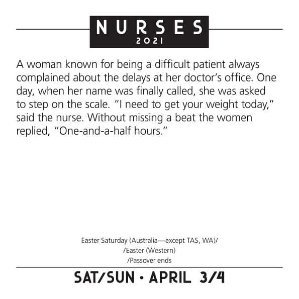 2021 Nurses Day to Day Calendar - Shelburne Country Store