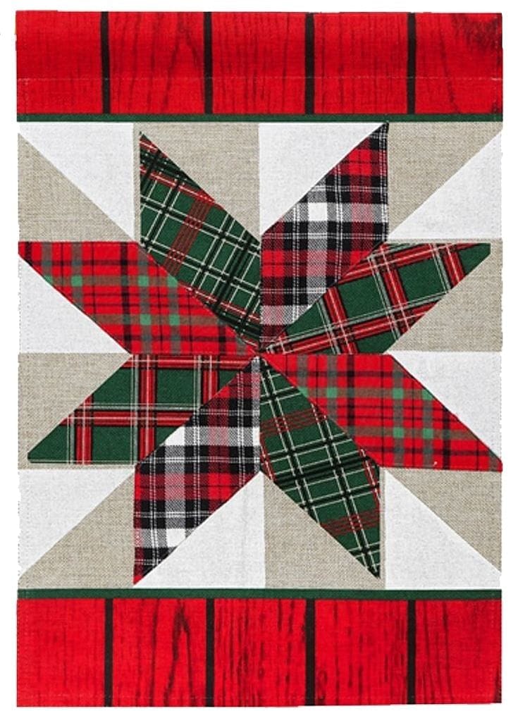 Christmas Quilt Star Burlap Garden Flag - Shelburne Country Store