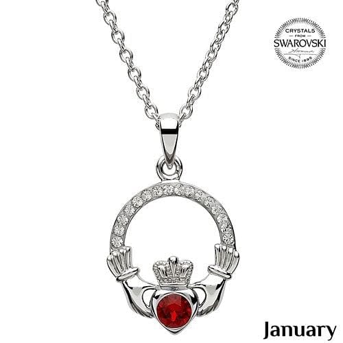January Claddagh Birthstone Necklace with Swarovski Crystals - Shelburne Country Store