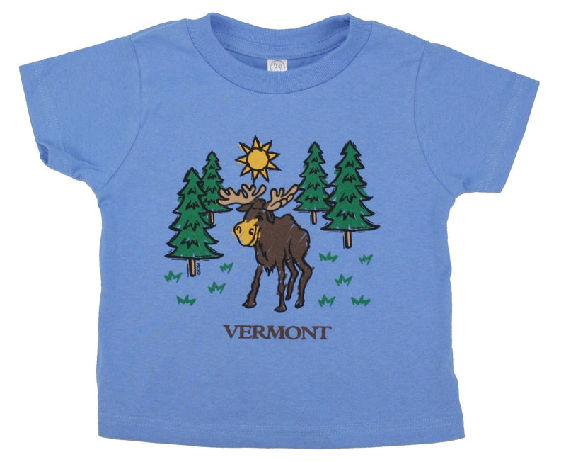 Vermont Camping Moose Toddler T-Shirt - Carolina Blue - - Shelburne Country Store