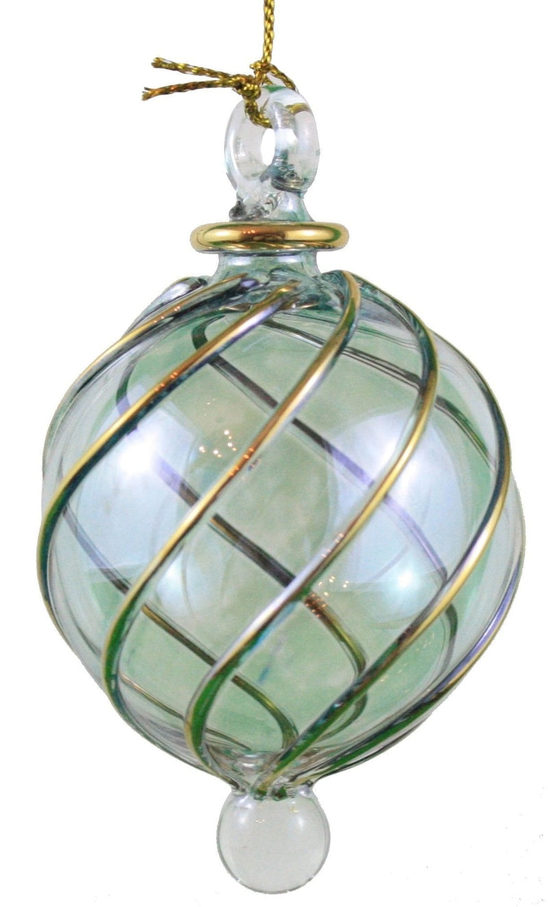 Spiral Crystal Ball with Gold Accent Ornament -  Christmas Red - Shelburne Country Store
