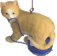 Cat With Yarn Ornament - Yellow Blue Walking - Shelburne Country Store