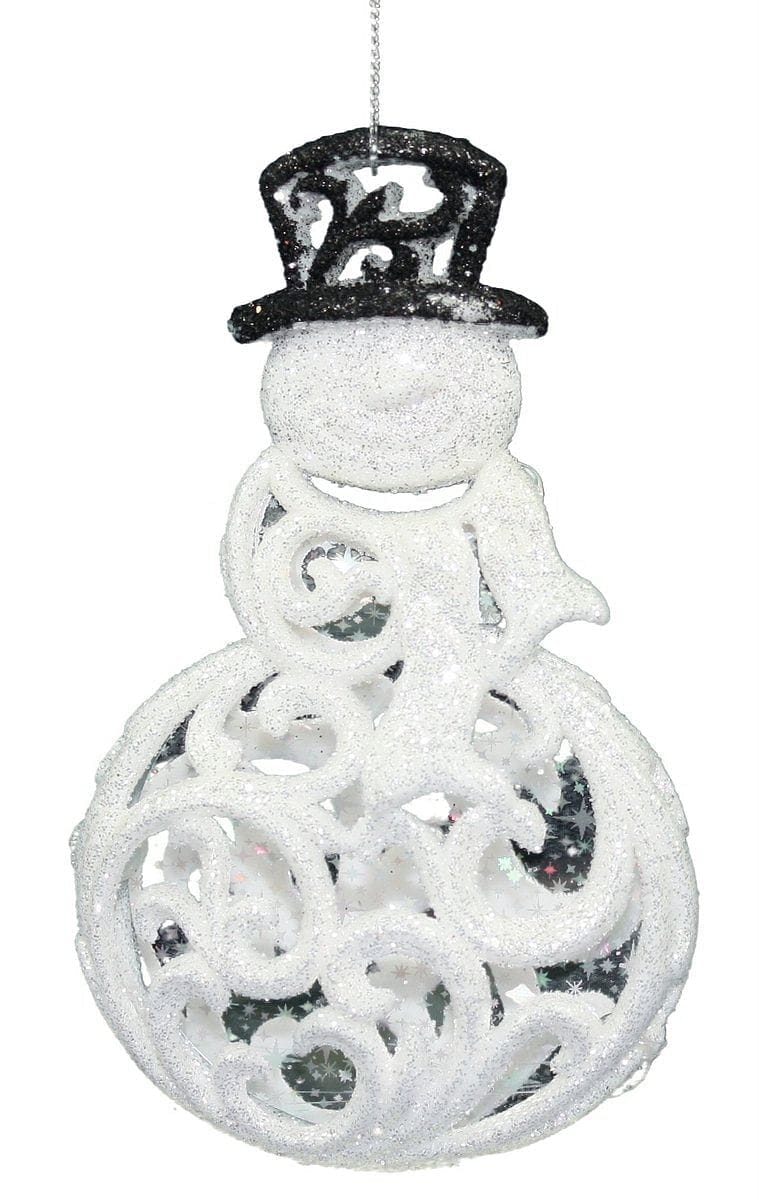 Cutout Look Snowman Ornament - Black - Shelburne Country Store