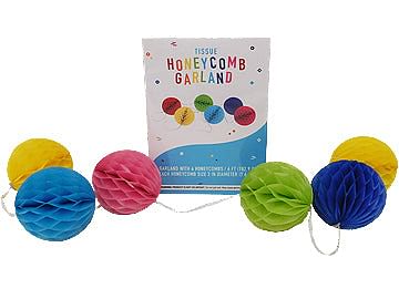 Honeycomb Garland  - 7 Foot - Rainbow - Shelburne Country Store