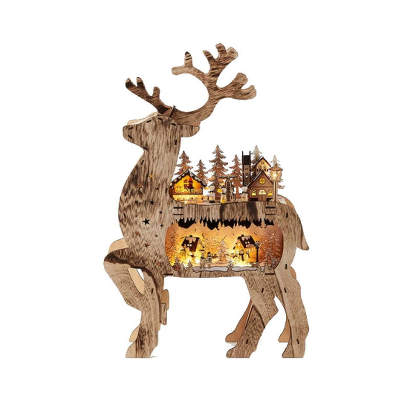 Rustic Reindeer Lighted Wooden Village - Shelburne Country Store