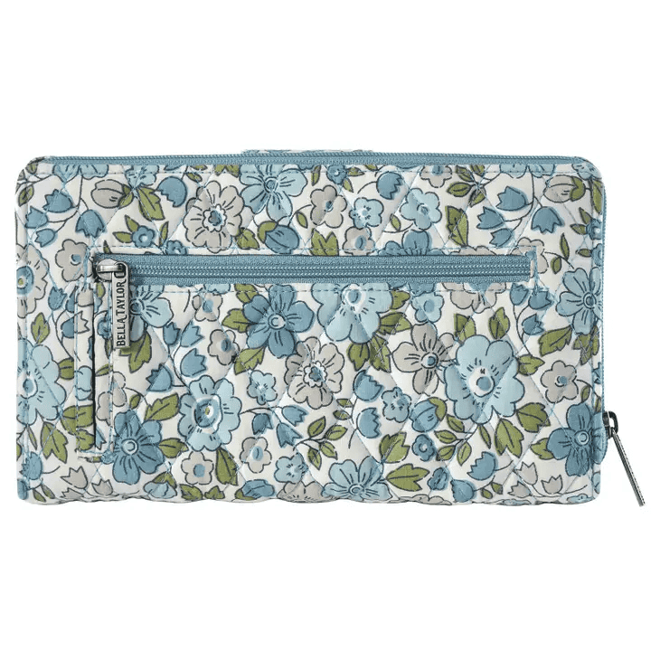 Delicate Floral Blue Rfid Cash System Wallet - Shelburne Country Store