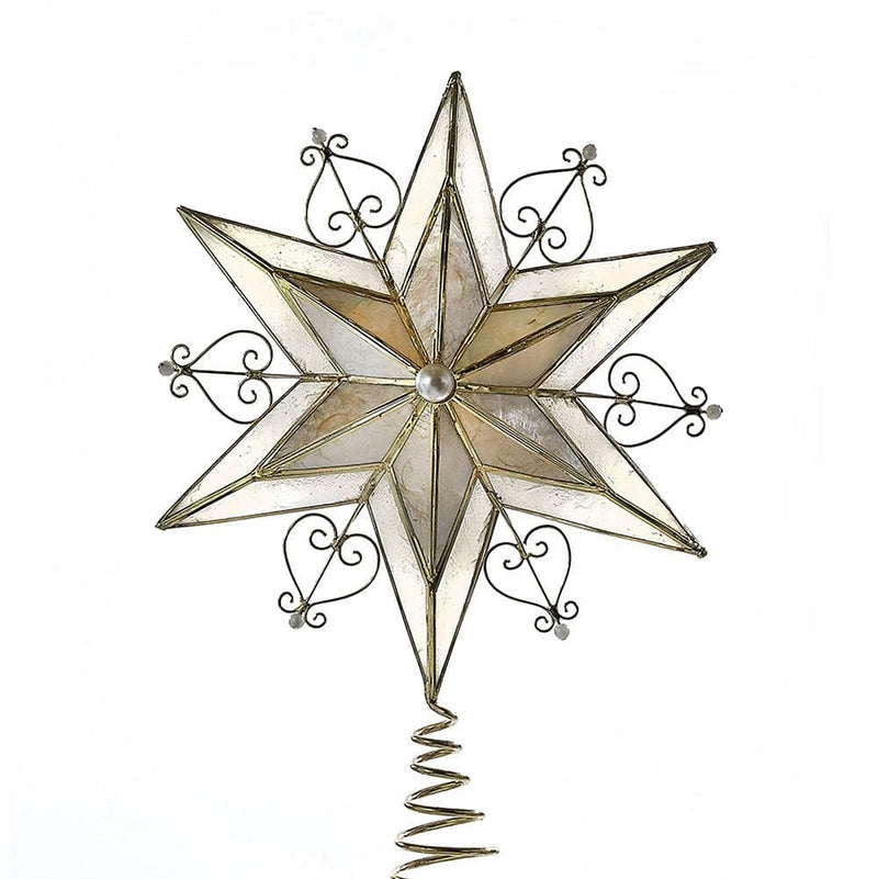 Double Faced Capiz Scroll Star Treetop - Shelburne Country Store