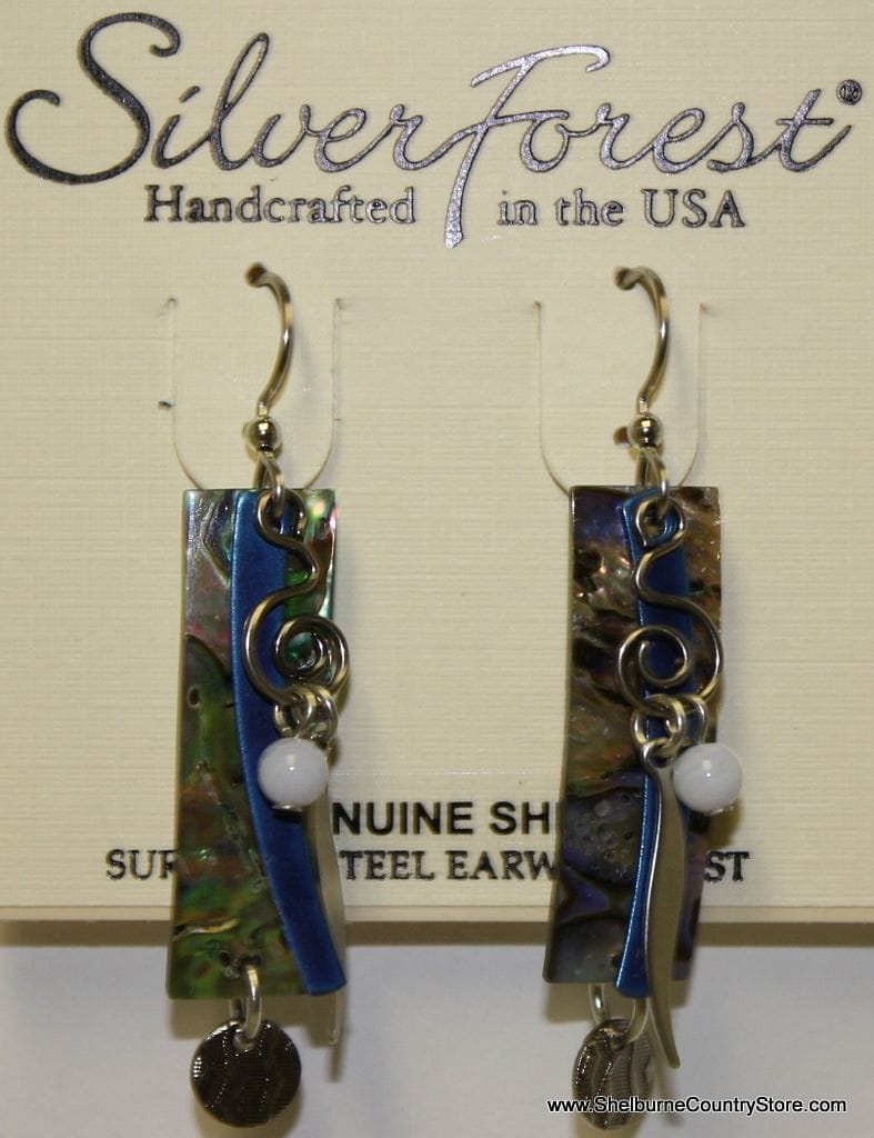 Silver Forest Abalone Rectangle Blue Earrings One Size Blue/Silver Tone - Shelburne Country Store