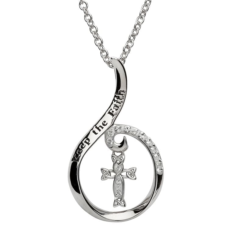 Keep The Faith Silver Pendant Encrusted With White Swarovski Crystal - Shelburne Country Store