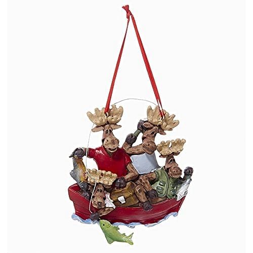 Moose In Fishing Boat Ornament - - Shelburne Country Store