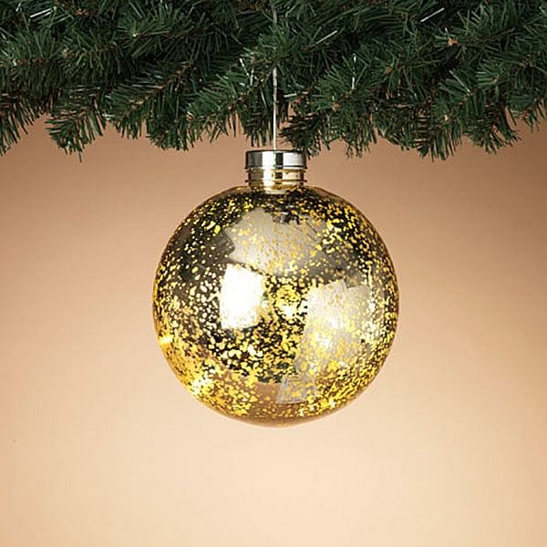 8" Lighted Mercury Plastic Ornament -  Gold - Shelburne Country Store