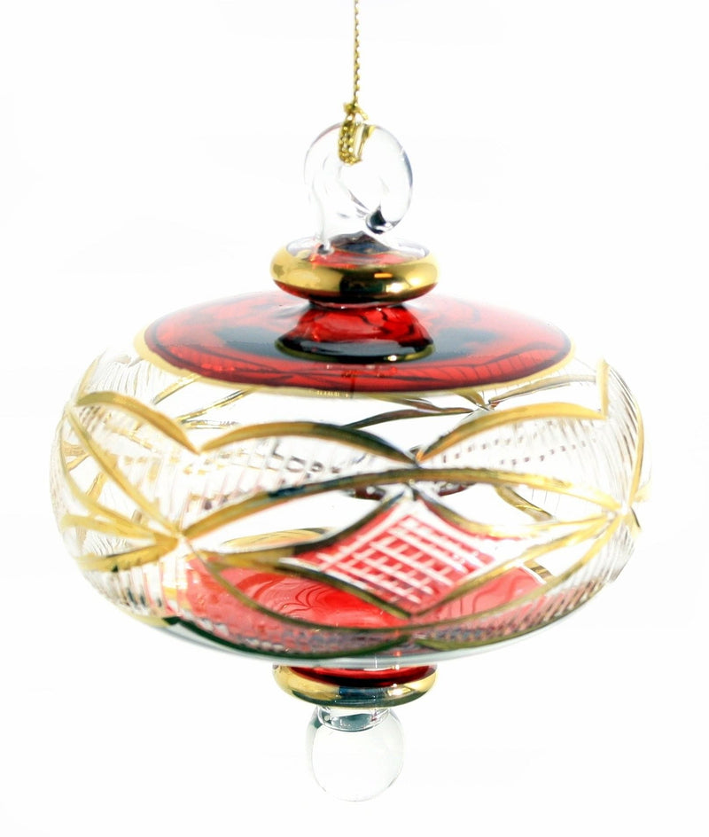 Etched Gold Lattice Torus -  Christmas Red - Shelburne Country Store