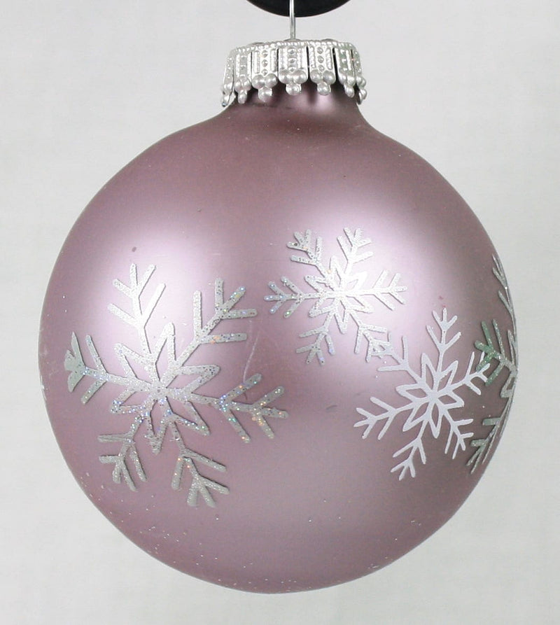Krebs Value Glass Ball 4 pack - Lavender Snowflakes - Shelburne Country Store