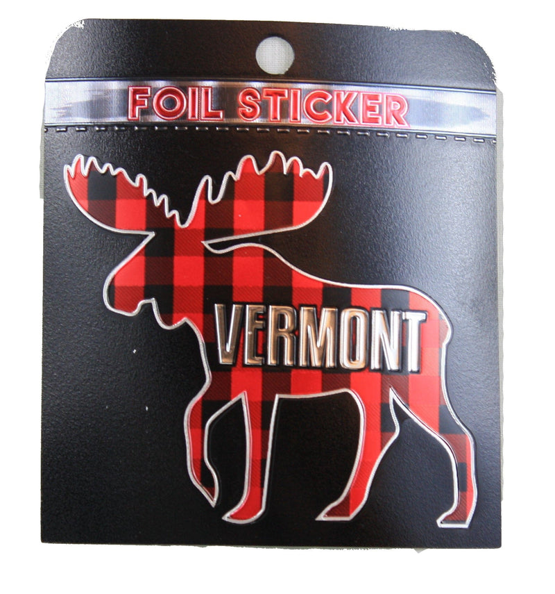 Plaid Moose Foil Sticker - Shelburne Country Store