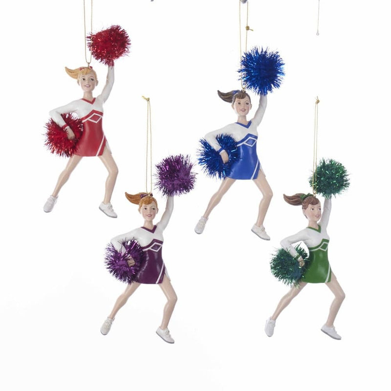 Cheer Leader With Pom Pom Ornament - Green - The Country Christmas Loft