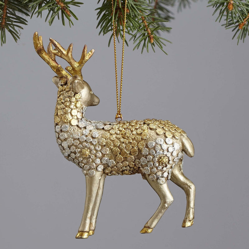 Gold and Silver Snowy Grove Reindeer - Shelburne Country Store