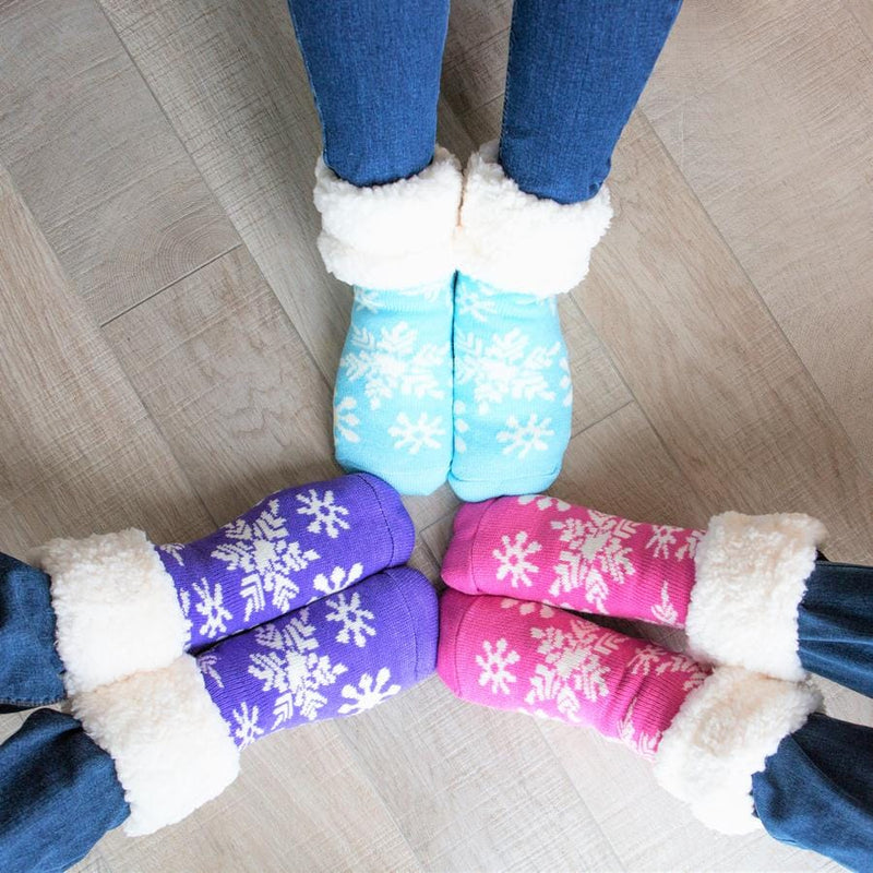 Extra Fuzzy Slipper Socks - Snowflake - Purple - Shelburne Country Store