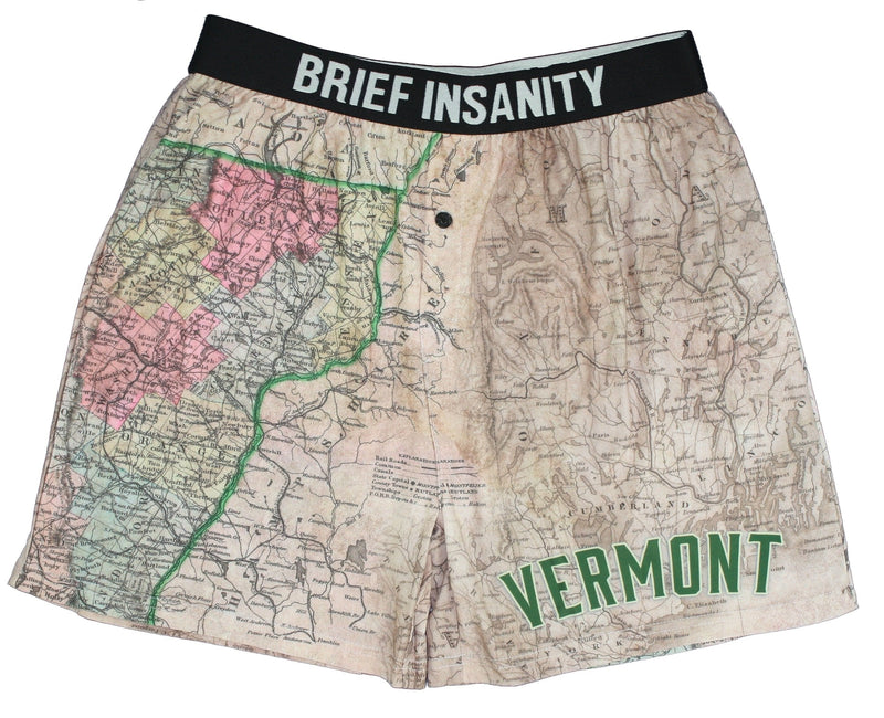 Vermont Map Boxer Shorts - - Shelburne Country Store