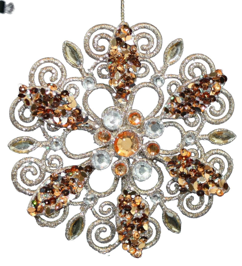 5.75 Inch Copper Snowflake With Bead - Copper - Shelburne Country Store