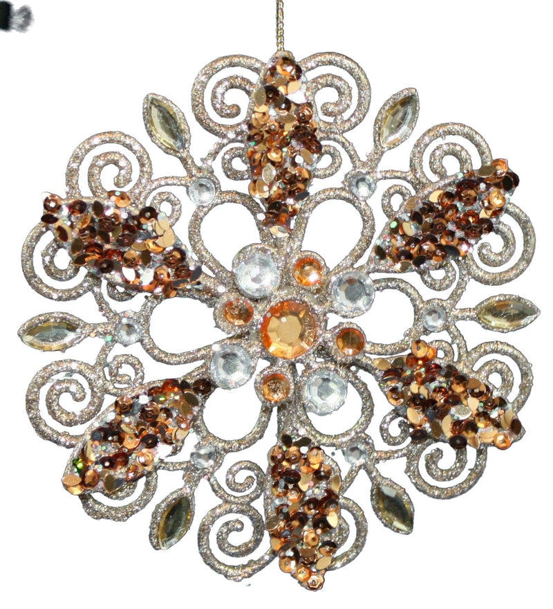 5.75 Inch Copper Snowflake With Bead - Silver - Shelburne Country Store