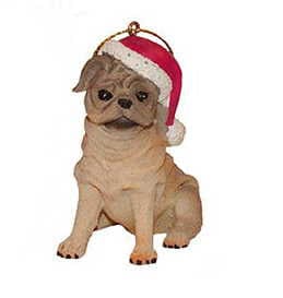 Dog in a Santa Hat Ornament - Pug - Shelburne Country Store